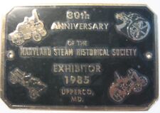 Vintage 1985 Maryland Steam Historical Society Exhibitor Plaque 30th Anniversary picture