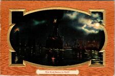 New York Harbor By Night Posted 1910 Vintage Postcard  picture