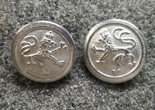 WWI German Bavarian Buttons in silver, unpainted 18MM Lion buttons 1 pair picture