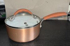 Philippe Richard Copper White Enamel Coated Cooking Pot w/Lid 6-1/2