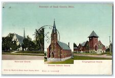 c1910's Episcopal German Catholic Congregational Church Sauk Centre MN Postcard picture