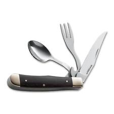 BOKER Bon Appetite pocket cutlery set knife spoon fork 440A steel wooden handle picture