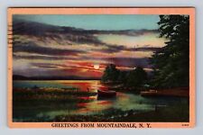 Mountaindale NY-New York, General Greeting, Boats on Lake Vintage c1952 Postcard picture