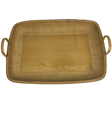 VTG Large Rectangular Nantucket Style serving tray Basket w handles Cottage farm picture