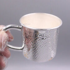 Pure 999 Fine Silver Mug Handmade Mirror Face Hammertone Finishes Tea Cup /139g picture