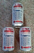 3 1987 PEPSI FLY FREE ON HAWAIIAN AIRLINES Soda Pop Cans 12oz - ALUMINUM - RARE picture