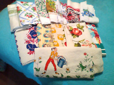 VTG. LINEN TABLECLOTH LOT OF 12 MCM USE REPURPOSE CUTTERS NO HOLES picture