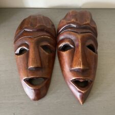 Set Of 2 Wooden African Tribal Masks Hand Craved picture