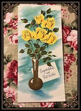 Vintage Greeting Card Nostalgia Yellow Roses Congratulations Best Wishes Env NOS picture