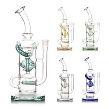 12 Inch Large Multi Color Round Core Glass Bong Water Pipe Hookah Recycler 14MM picture