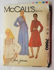 1980s McCall's 7660 Small Misses Dress Or Top, Tie Belt And Blue Transfer Uncut picture