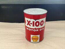 NOS Full Shell X-100 X100 Oil Can Metal Quart New York San Francisco  picture