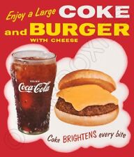 1950's Coca-Cola Store Counter Standup Sign Reprint Soda Coke And Cheeseburger picture
