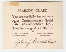 1897 Peabody Guard, MA Militia social & competitive drill invitation Springfield picture