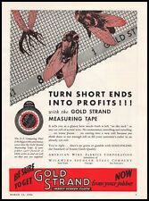 1936 American Wire Fabrics Wickwire Spencer Gold Strand Measuring Tape Print Ad picture