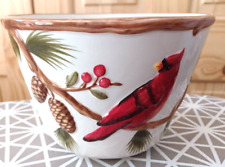 Harry & David Red Cardinal Bird Christmas Holiday Large Planter Container 2013 picture
