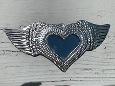 Heart & Wings Mirror Milagro Mexican Handmade Tin Ornament 8x3.5-3/$28 M50 picture
