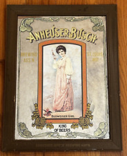 Anheuser Busch Budweiser Beer Girl Mirror Picture George Nathan Wood Frame SEE picture