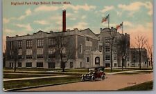 Highland Park MI c1910s Highland Park High School Defunct Postcard picture