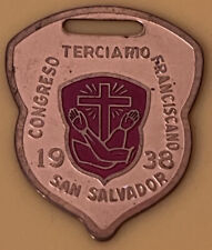 c1938 Franciscan Tertiary Congress San Salvador OFM Holy Badge Medal Bronze RARE picture