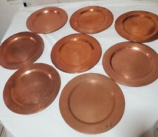 Vintage Hand Hammered Copper Dinner Plates Chargers 12” Lot set of 8  picture