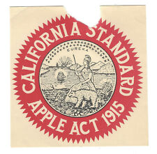 CALIFORNIA STANDARD APPLE ACT 1915 EUREKA SEAL LABEL STICKER picture