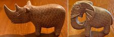 Two Vintage African Soapstone Hand Carved Animals: Rhinoceros (Rhino) & Elephant picture