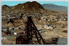 Panoramic View Silver Mining Town Desert Queen Mine Shaft Tonopah NV Postcard picture