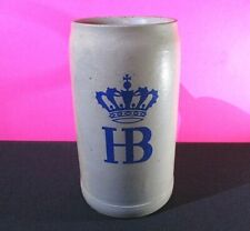 Hofbrauhaus Munchen, HB Crown 1L Mug Beer Stein Salt Glazed w/original sticker. picture