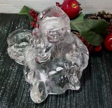 Vintage Christmas Santa Handblown Glass Holding A Pipe Candle Holder 7