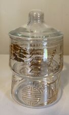 Vin 1960’s, Mid - Century Bartlett Collin’s Glass Pagoda Gilt Stacking Snack Jar picture