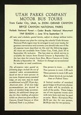 Utah Parks Company Motor Bus Tours Travel Brochure 1949 National Park Zion Bryce picture
