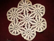 Lot 2 Antique Vintage Linen Crochet Lace White Cream Doily 14