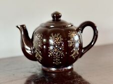 Vintage Moriage Japanese Pottery Hand Painted Teapot Brown, Floral & Gold Gilt picture