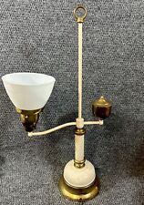 Vintage Metal and Brass Desk Lamp 24 inches Tall MCM Heavy Corded Tested White picture