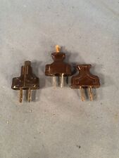 Vintage lot of 3- 2 prong Brown Lamp EZ Wire Plug Ends c1950s picture