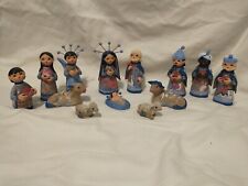Vintage Mexican Nativity Set Folk Art Handmade Hand Painted Pottery picture