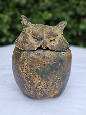 Vintage Iron Owl Jar gold, Vertigre Green, and Brown Finish picture