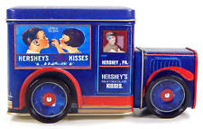 HERSHEY'S KISSES SPECIAL DELIVERY TRUCK TIN 1995 2 COMPARTMENT ROLLING WHEELS picture