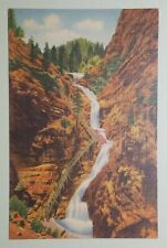 Seven Falls South Cheyenne Canon, Oikes Peak Region, Colo. Linen Postcard picture