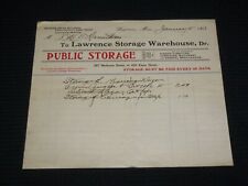 1913 LAWRENCE STORAGE WAREHOUSE PUBLIC STORAGE RECEIPT - MASSACHUSETTS - J 7016 picture