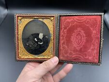 Antique Daguerreotype photo Young Child Baby Pink Cheek Hand Colored In Dress picture