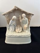 Vintage Colombia Porcelain Christmas Musical Nativity Scene Silent Night picture