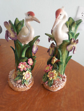 FITZ AND FLOYD EGRETS AND WILDFLOWERS, CANDLE HOLDERS, PAIR (2), 1 LOT picture