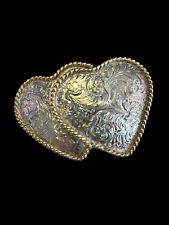 Sterling Silver Double Heart Belt Buckle Hand Made And Signed By AM picture