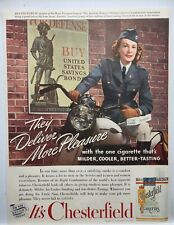 1942 Chesterfield Cigarettes Motorcycle Motor Transport Corps Print Ad Man Cave picture