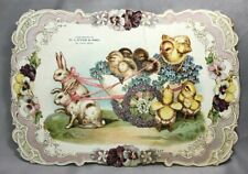 c 1900 VICTORIAN Advertising EASTER BUNNY Chicks ST PAUL Minn Die Cut Antique picture