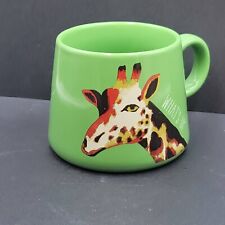 Opalhouse Wide Bottom 16oz Porcelain WHAT'S UP Coffee Mug Green Giraffe picture