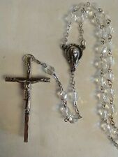 Vintage Catholic Clear Glass Rosary 17.5