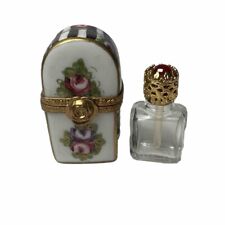 Limoges Peint Main France Trinket Box Chest With Perfume Bottle Porcelain picture